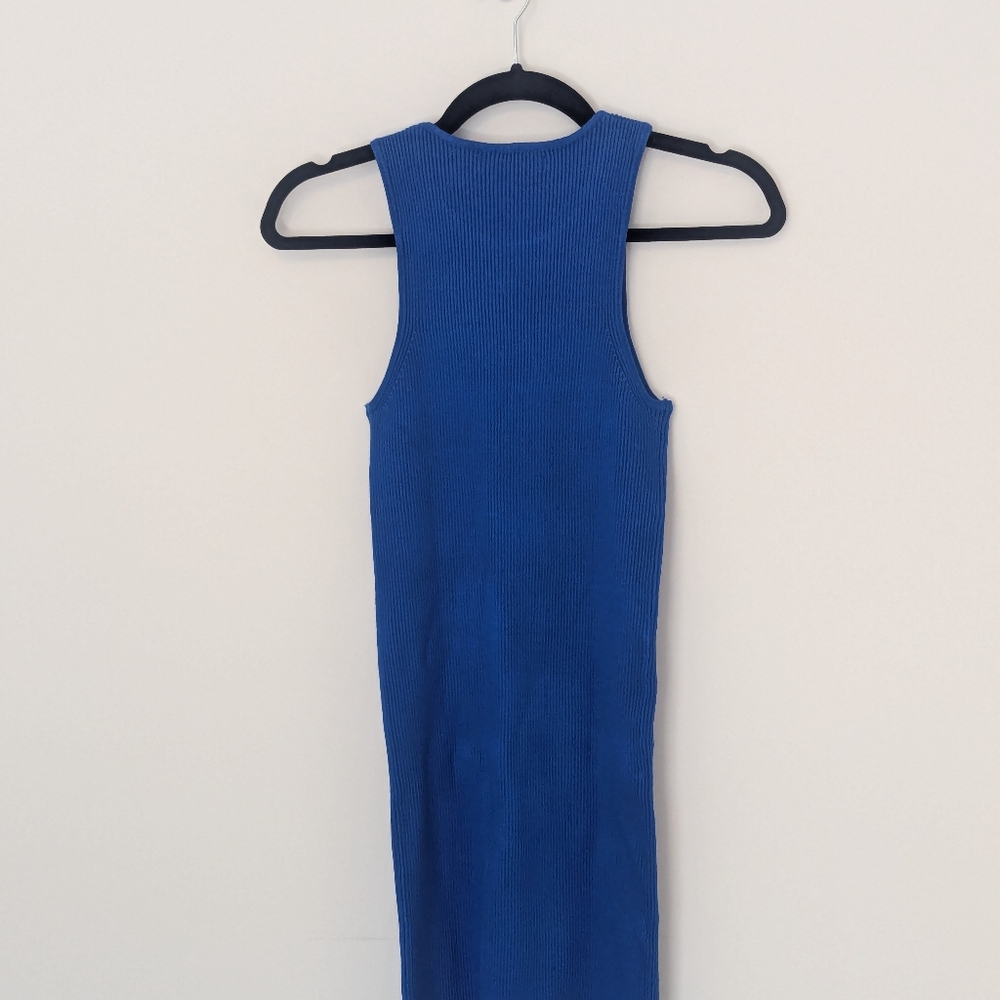 NWOT Mango Short Knitted Bodycon Ribbed Dress in Bright Blue, Size US 4 - Picture 5 of 6